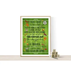 Geschenk zur Einschulung Schulanfang Wünsche Mutmacher Poster Kinderzimmer Druck Fussball Jungs