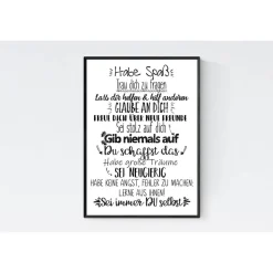 Geschenk zur Einschulung Schulanfang Wünsche Mutmacher Poster Kinderzimmer Druck schwarz weiß