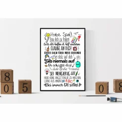 Geschenk zur Einschulung Wünsche Mutmacher Poster Sprüche Kinderzimmer Schultüte