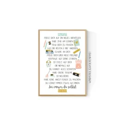 Geschenk zur Einschulung  Schulanfang Wünsche Mutmacher Poster Kinderzimmer Druck Mädchen
