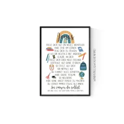 Geschenk zur Einschulung Schulanfang Wünsche Mutmacher Poster Mädchen Name personalisierbar mit Name