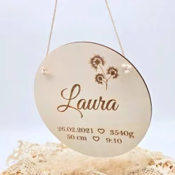 Geschenk zur Geburt | Namensschild mit Geburtsdaten | Personalisiertes Holzschild mit Name |Geschenk zur Taufe | Deko