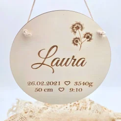 Geschenk zur Geburt | Namensschild mit Geburtsdaten | Personalisiertes Holzschild mit Name |Geschenk zur Taufe | Deko