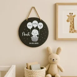Geschenk zur Geburt oder Taufe – Personalisierte Schiefertafel zur Geburt – mit Namen & Geburtsdaten