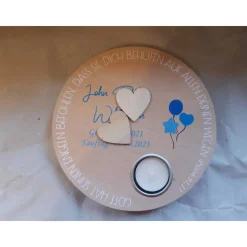 Geschenk zur Geburt oder Taufgeschenk / personalisierte Holzscheibe / Spruch zur Taufe oder Geburt/ Taufspruch