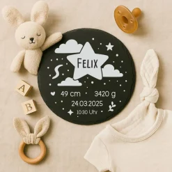 Geschenk zur Geburt oder Taufe – Personalisierte Schiefertafel zur Geburt – mit Namen & Geburtsdaten