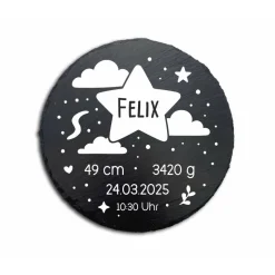 Geschenk zur Geburt oder Taufe – Personalisierte Schiefertafel zur Geburt – mit Namen & Geburtsdaten