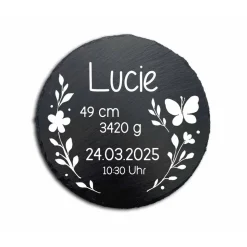 Geschenk zur Geburt oder Taufe – Personalisierte Schiefertafel zur Geburt – mit Namen & Geburtsdaten