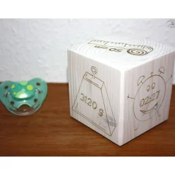 Geschenk zur Geburt, personalisiert, weiß I Holzwürfel/Erinnerungswürfel mit Geburtsdaten, weiß