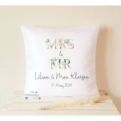 Geschenk zur Hochzeit, Kissen Hochzeit personalisiert, Hochzeitsgeschenk Hochzeitskissen minimalistisch