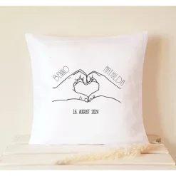 Geschenk zur Hochzeit, Kissen Hochzeit personalisiert, Hochzeitsgeschenk Hochzeitskissen minimalistisch