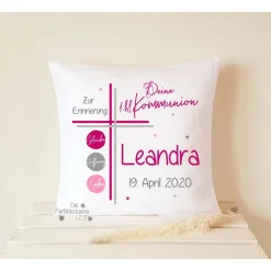 Geschenk zur Kommunion Junge Kissen 40x40cm personalisiert
