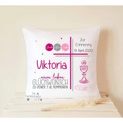 Geschenk zur Kommunion, Kissen personalisiert Monogramm, Kommuniongeschenk, Geschenk zur Konfirmation