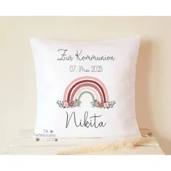 Geschenk zur Kommunion Mädchen Kissen 40x40cm personalisiert