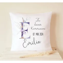 Geschenk zur Kommunion Mädchen Kissen 40x40cm personalisiert