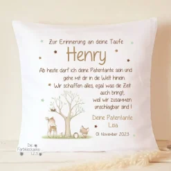 Geschenk zur Taufe Kissen personalisiert, Taufkissen mit Namen, Kissen mit Spruch, Taufbrief