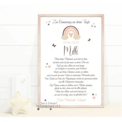 Geschenk zur Taufe Patenkind, Taufbrief Mädchen, Patenbrief Patentante Patenonkel