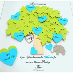 Geschenk zur Taufe, Taufgeschenk Junge, Elefanten, Lebensbaum, Taufbaum, Geschenk zur Geburt Junge