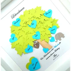 Geschenk zur Taufe, Taufgeschenk Junge, Elefanten, Lebensbaum, Taufbaum, Geschenk zur Geburt Junge