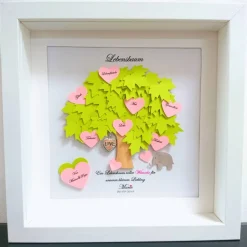 Geschenk zur Taufe,Lebensbaum,Taufgeschenk Mädchen , Taufbaum, Elefant, Wunschdaten,Geschenk zur Geburt