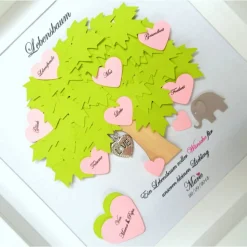 Geschenk zur Taufe,Lebensbaum,Taufgeschenk Mädchen , Taufbaum, Elefant, Wunschdaten,Geschenk zur Geburt