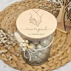 Geschenk zur Verlobung Verlobungsgeschenk Geldgeschenk Hochzeit Hochzeitsgeschenk Vorratsglas Geschenkglas graviert