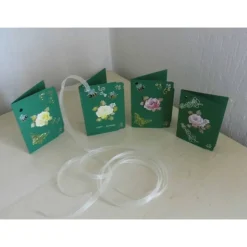 Geschenkanhänger & Miniaturkarte – 3-D Glückwunschkarte Rose zum Geburtstag, handgemacht, 4 Stück