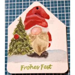 Geschenkanhänger 5 Stück Wichtel zu Weihnachten handgemalt