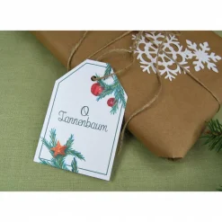 Geschenkanhänger Geschenk Anhänger Weihnachten Tag Geschenk-Tag Aquarell Natur botanisch Pflanzen Weihnachtslieder Liedtext Karte Verpacken