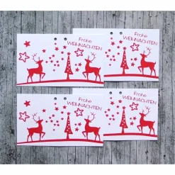 Geschenkanhänger **HIRSCHrot2** 4er Set von ZWEIFARBIG Weihnachten Klappanhänger Anhänger Dekoration Hirsch Verzierung