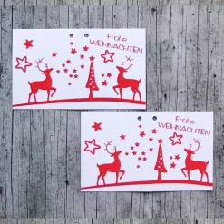Geschenkanhänger **HIRSCHrot2** 4er Set von ZWEIFARBIG Weihnachten Klappanhänger Anhänger Dekoration Hirsch Verzierung