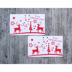 Geschenkanhänger **HIRSCHrot2** 4er Set von ZWEIFARBIG Weihnachten Klappanhänger Anhänger Dekoration Hirsch Verzierung