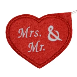 Geschenkanhänger Hochzeit Mrs. & Mr. Herz aus Filz – Roter Anhänger für Geldgeschenk & Ringe