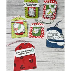 Geschenkanhänger Weihnachten niedliche Anhänger Kinder Geschenk Fest Bär Elch Maus Schneemann Eule Handmade Stampin‘Up!