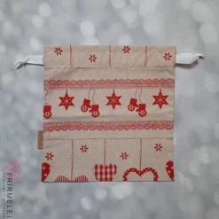 Geschenkbeutel - natur mit roten, winterlichen Motiven(Varianten)