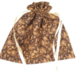 Geschenkbeutel Blümchen braun – Baumwolle, waschbar, 19x19,5cm, Tunnelzug