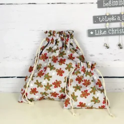 Geschenkbeutel für Weihnachten mit Lebkuchenmännern ~ Nikolaussäckchen | Weihnachtssäckchen