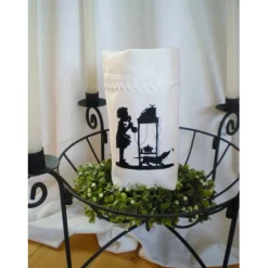 Geschenkbeutel Lichtbeutel Vasenhusse Mädchen Telefon Leinen GESTICKT