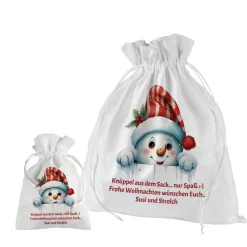 Geschenkbeutel mit Wunschtext Weihnachten Motiv Schneemann