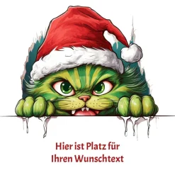 Geschenkbeutel mit Wunschtext Weihnachten Motiv grüne Katze