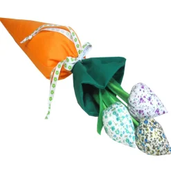 Geschenkbeutel Set Karotte & Tulpen – Handgemachte Geschenkverpackung aus Baumwolle für Frühling & Ostern