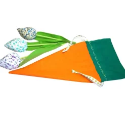 Geschenkbeutel Set Karotte & Tulpen – Handgemachte Geschenkverpackung aus Baumwolle für Frühling & Ostern