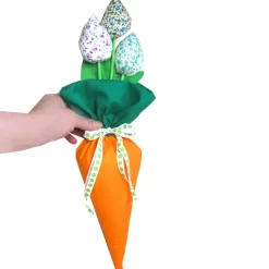 Geschenkbeutel Set Karotte & Tulpen – Handgemachte Geschenkverpackung aus Baumwolle für Frühling & Ostern