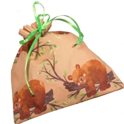 Geschenkbeutel *Träumende Bärchen* aus Baumwolle mit Tunnelzug – Wiederverwendbare Geschenkverpackung