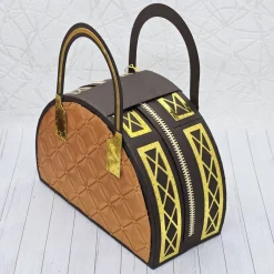 Geschenkbox Handtasche Unikat – edle Verpackung aus Fotokarton, gold verziert