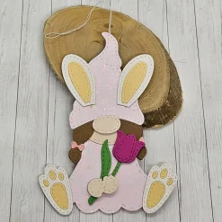 Geschenkbox Ostern mit Hasenwichtel rosa/weiß – originelle Osterverpackung