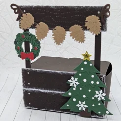 Geschenkbox "Rentier-Wichtel & Tannenbaum" Rustikal | Handgemachte Verpackung mit abnehmbarem Anhänger