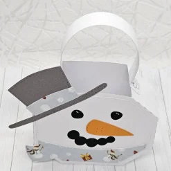 Geschenkbox Schneemann mit grauem Zylinder – liebevoll gestaltete Schneemann-Geschenktasche