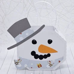Geschenkbox Schneemann mit grauem Zylinder – liebevoll gestaltete Schneemann-Geschenktasche