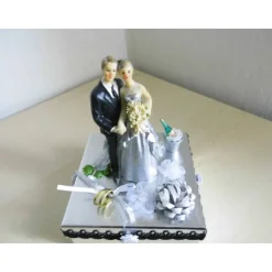 Geschenkbox Silberne Hochzeit – Elegante Deko-Box mit Silberpaar & Blüten – Geldgeschenk 25. Hochzeitstag